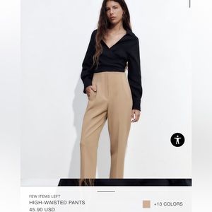 NWT Zara High Waisted Tan Pants